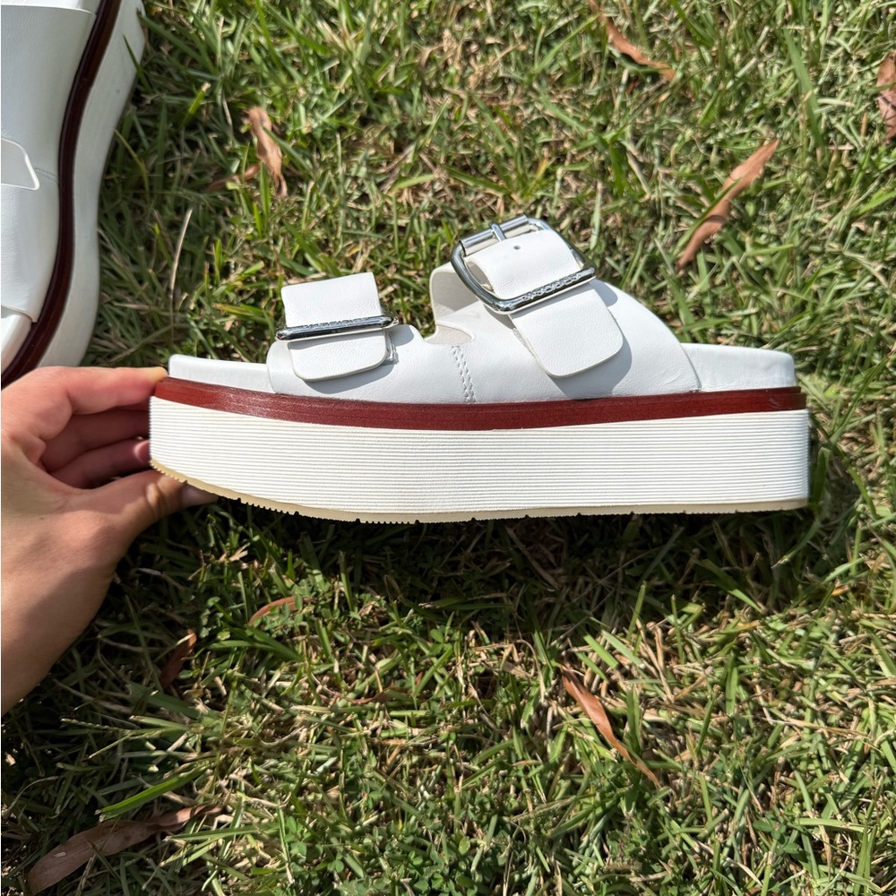 Chic White Platform Sandals with Buckle Detail - Picture 4 of 12